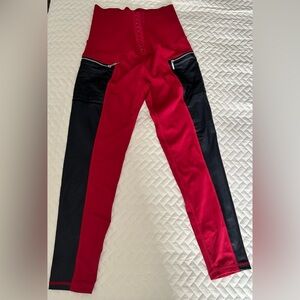 Kids Red and Black Moto-Style Leggings